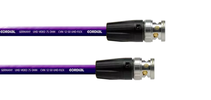 Cordial UHD-SDI videokaapeli BNC-liittimillä (1,2 - 5,0 kaapeli) - Videokaapelit - CVP1BB-UHD12-50 - 1