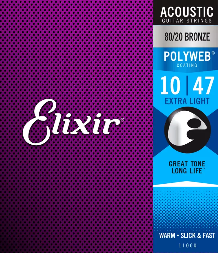 Elixir Polyweb Acoustic 80/20 Bronze 10-47 kielisarja - Kitaran kielet - 11000 - 1