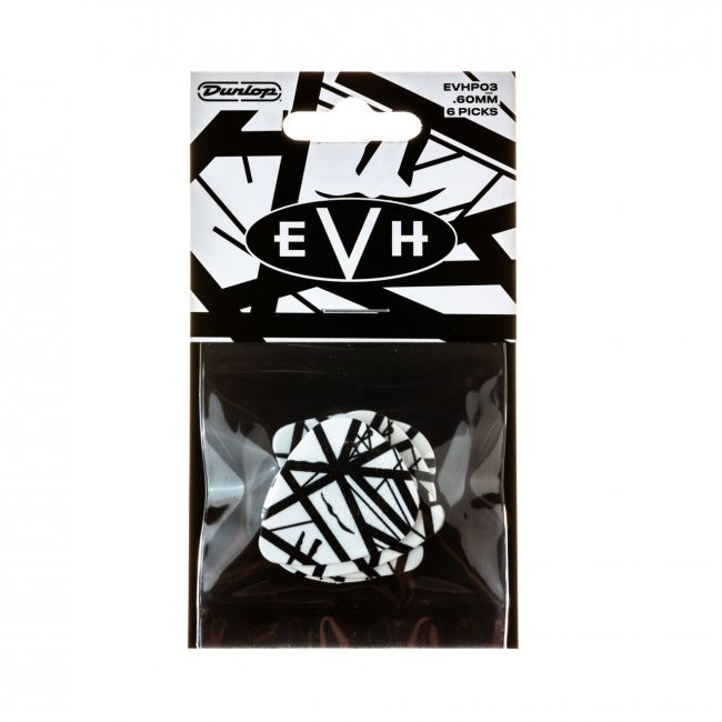 Dunlop EVH White with Black Stripes plektrat, 6 kpl - Plektrat - BAGEVHP03 - 1
