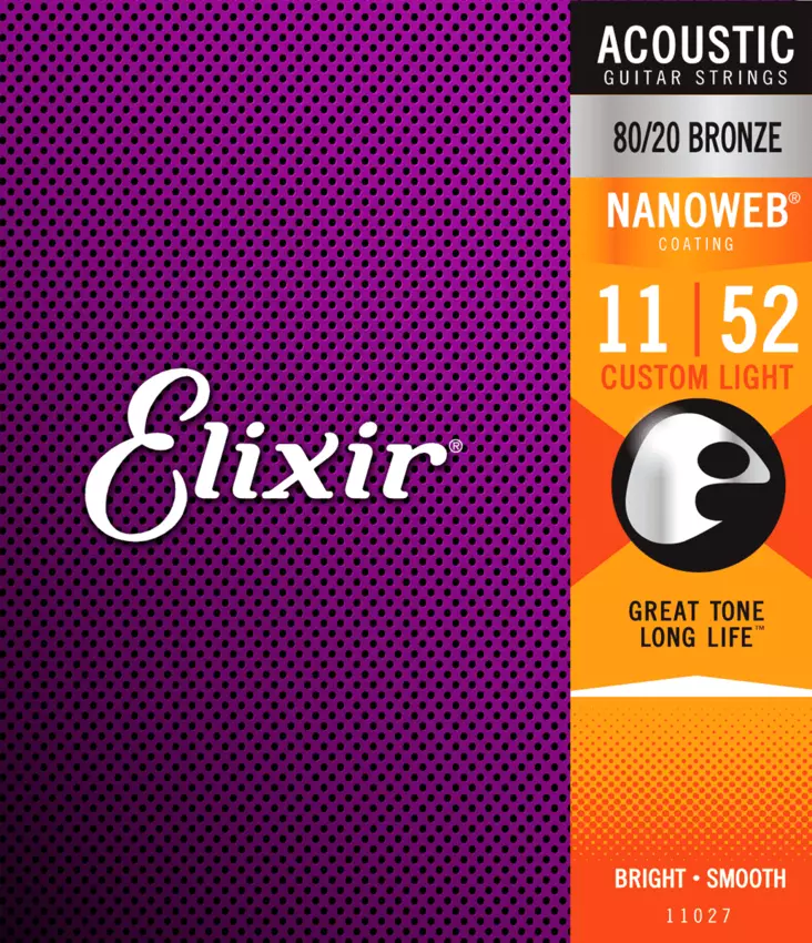 Elixir Nanoweb Acoustic 80/20 Bronze Custom Light 11-52 kielisarja - Kitaran kielet - 101153 - 1