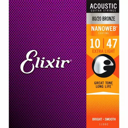Elixir Nanoweb Acoustic 80/20 Bronze Extra Light 10-47 kielisarja - Kitaran kielet - 101174 - 1