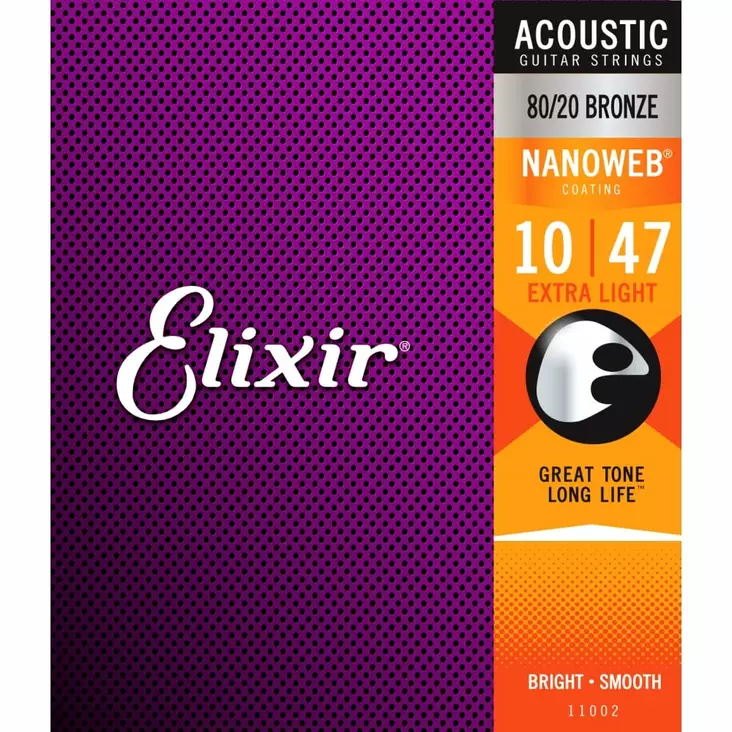 Elixir Nanoweb Acoustic 80/20 Bronze Extra Light 10-47 kielisarja - Kitaran kielet - 101174 - 1