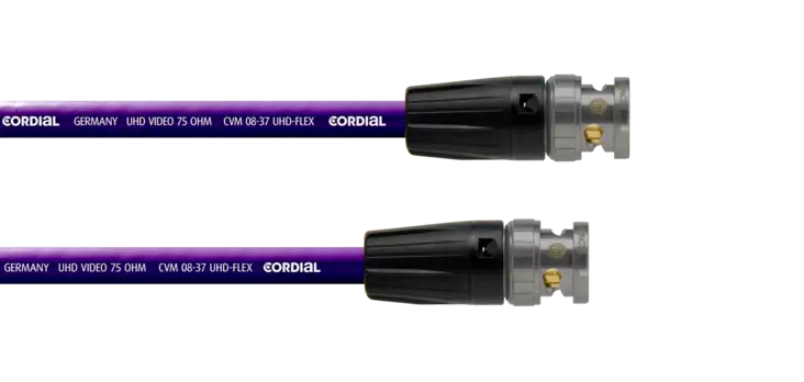 Cordial UHD-SDI videokaapeli BNC-liittimillä (0,8 - 3,7 kaapeli) - Videokaapelit - CVP1BB-UHD08-37 - 1