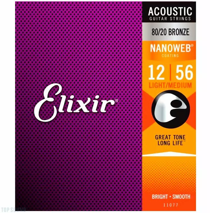 Elixir Nanoweb Acoustic 80/20 Bronze 12-56 Light/Medium kielisarja - Kitaran kielet - 11077 - 1