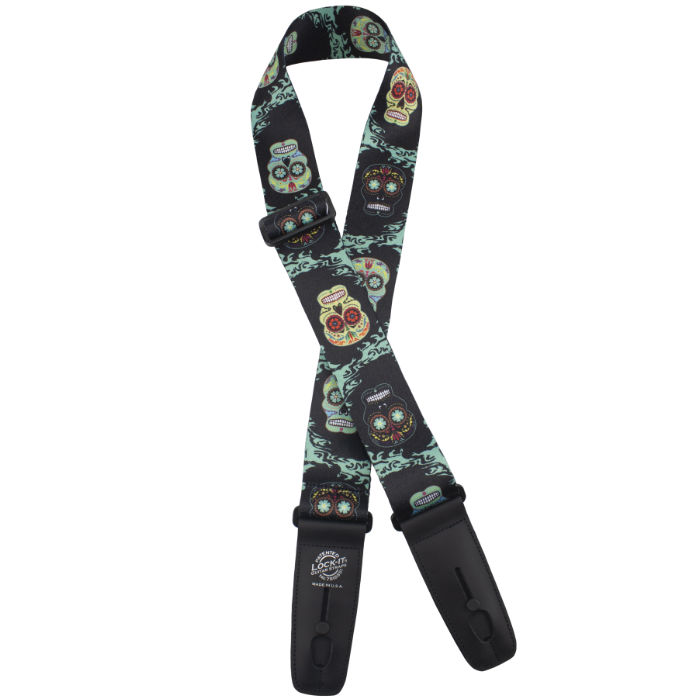 Lock-It Strap Sugar Skulls lukkiutuva kitarahihna - Kitarahihnat - LIS103S38 - 1