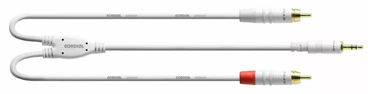Cordial Long Snow trs-2x RCAu 0,9m - 3,5mm Plugi - RCA -kaapelit - CFY0-9WCC-LONG-SNO - 1