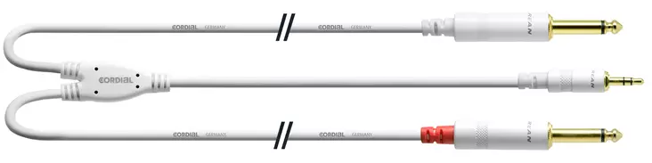Cordial Snow trs - 2 x TS kaapeli - 3,5mm Plugi - 6,3mm Plugi -kaapelit - CORD15WPP-LONG-SNO - 1
